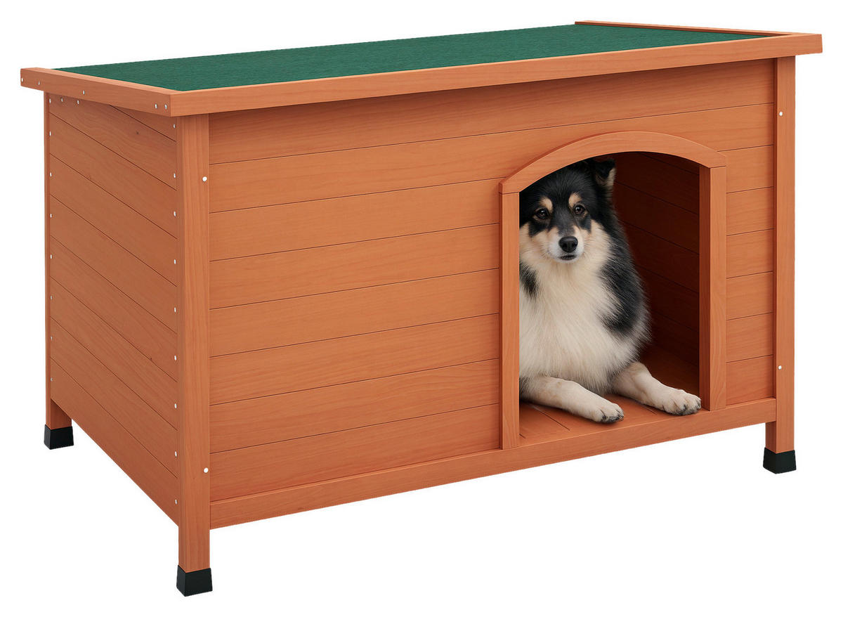 PawHut Hundehütte orange Holz B/H/L: ca. 65,5x68x100 cm Hundehütte - orange (100,00/65,50/68,00cm) - PawHut