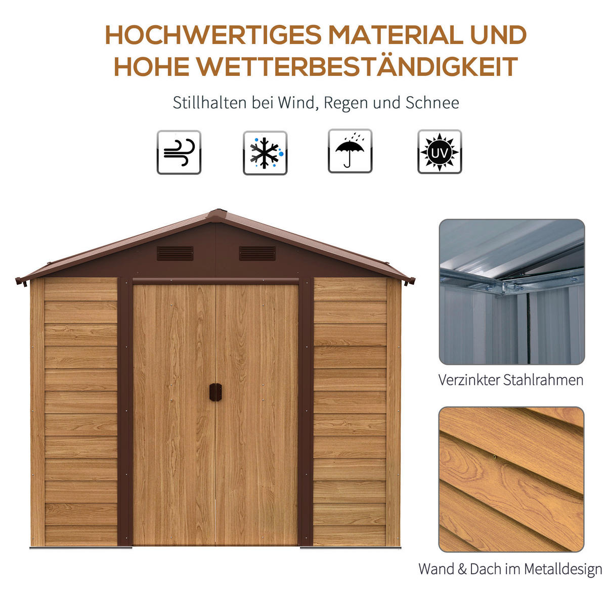 Outsunny Gartenhaus braun B/H/L: ca. 236x208x196 cm Gartenhaus - braun (196,00/236,00/208,00cm) - Outsunny