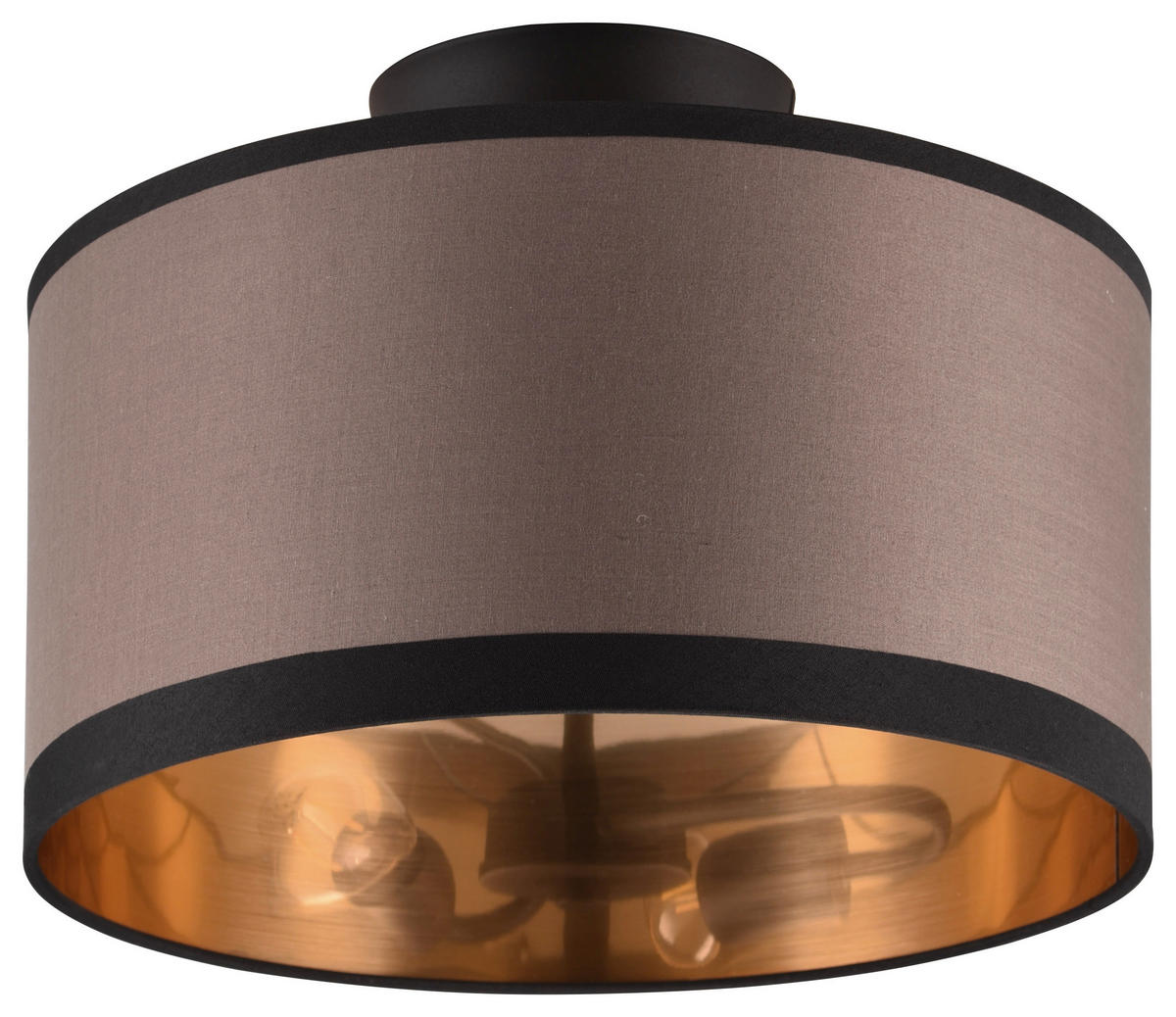 Reality Deckenleuchte R61552041 Davos taupe schwarz Stoff Metall H/D: ca. 22x30 cm E14 2 Brennstellen Davos - schwarz/taupe (30,00/22,00cm) - Reality