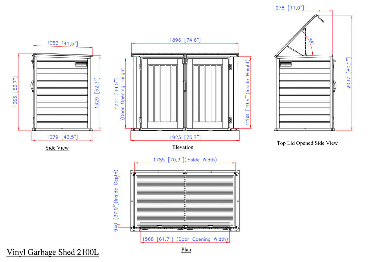 VCM Mülltonnenbox 3er StoreAway grau Kunststoff B/H/L: ca. 124x190x108 cm StoreAway - grau (108,00/124,00/190,00cm) - VCM