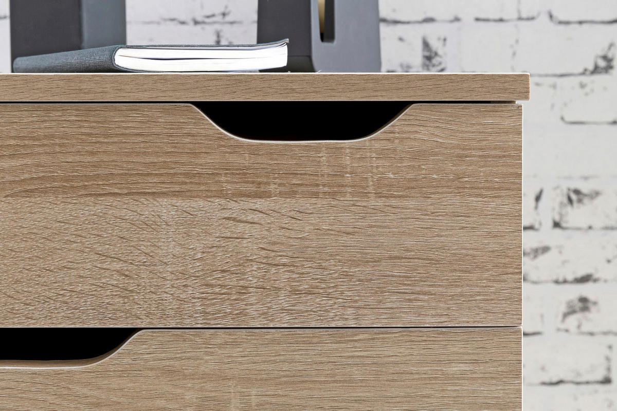 Rollcontainer braun Spanplatte B/H/T: ca. 40x60x40 cm Rollcontainer - braun (40,00/60,00/40,00cm) - Wohnling