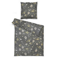 Microfaser Bettwäsche Bettwäsche_Microfaser Blumen - grau (135,00/200,00cm)