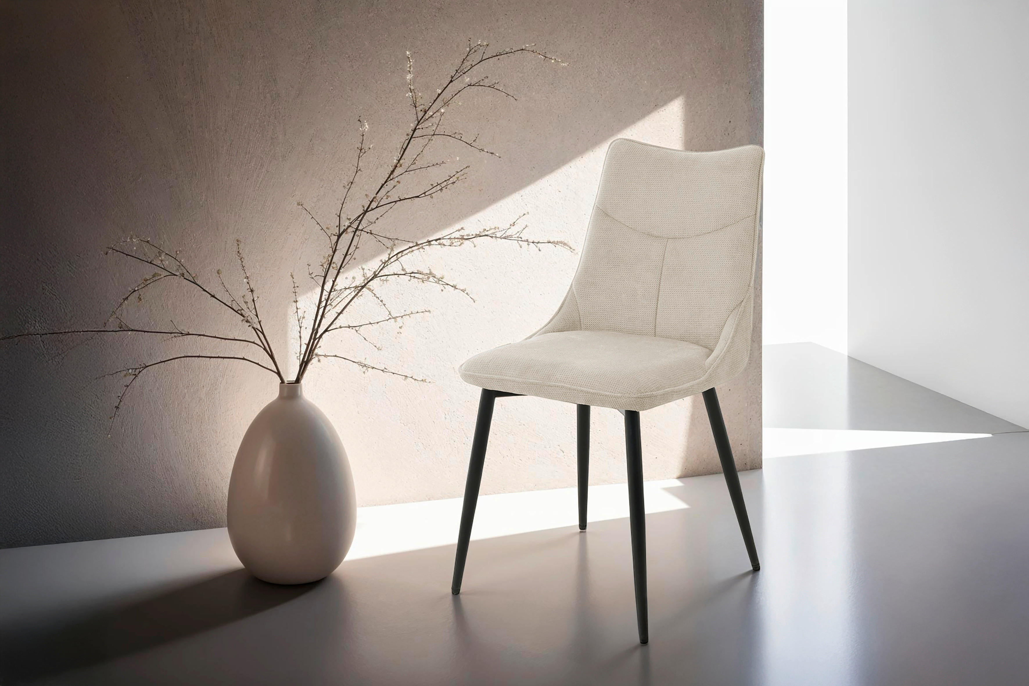 Stuhl CARLO 2er-Set. taupe Webstoff B/H/T: ca. 59x88x47 cm CARLO 2er-Set. - schwarz/taupe (59,00/88,00/47,00cm) - byLIVING