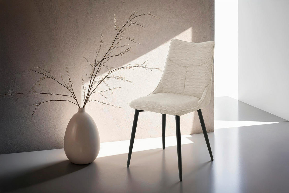 Stuhl CARLO 2er-Set. taupe Webstoff B/H/T: ca. 59x88x47 cm CARLO 2er-Set. - schwarz/taupe (59,00/88,00/47,00cm) - byLIVING
