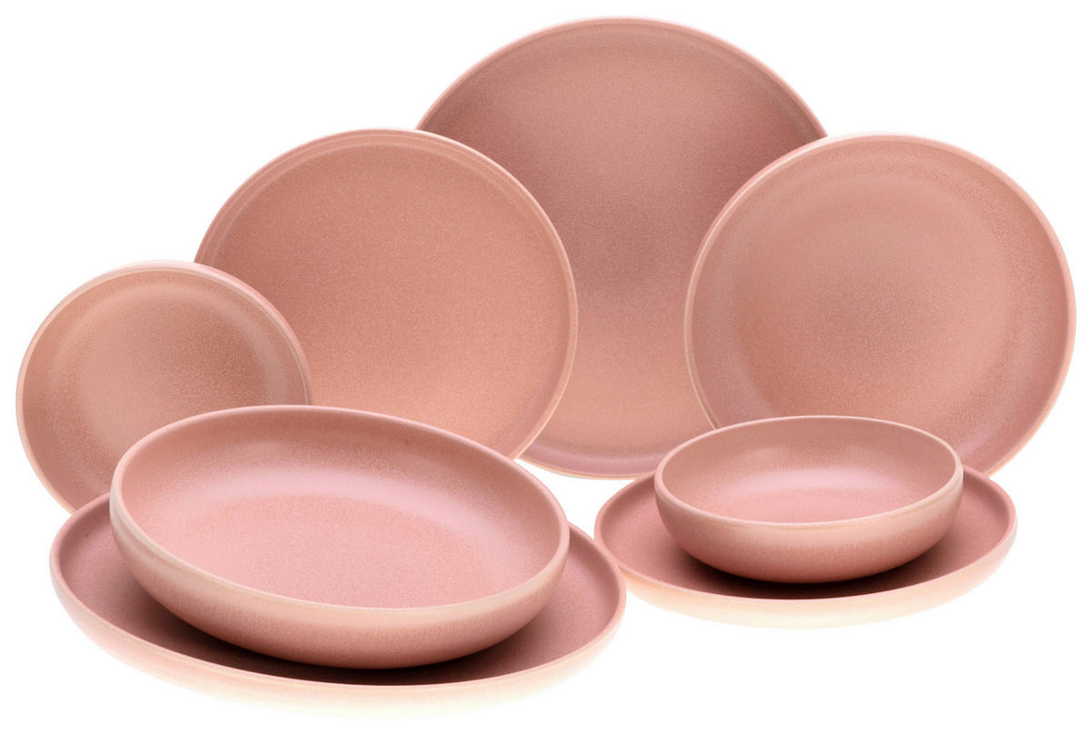 CreaTable Tafelservice Uno Rusty rosé Steinzeug 8 tlg. Uno Rusty - rosé - CreaTable