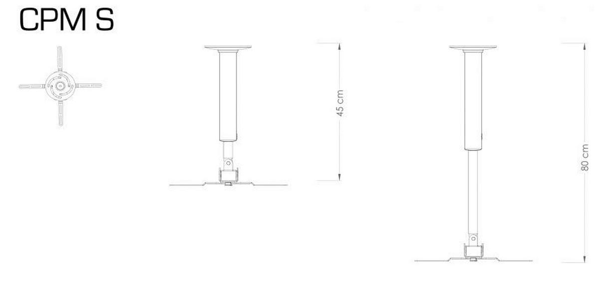 VCM Deckenhalterung Deckenhalterung silber Alu Deckenhalterung CPM - Alu/silber (62,00/19,00cm) - VCM