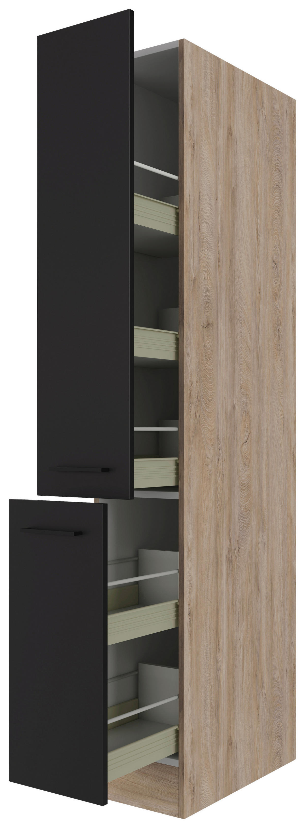 Apothekerschrank Capri schwarz matt B/H/T: ca. 30x200x57 cm Capri - schwarz/Oak (30,00/200,00/57,00cm) - Flex-Well