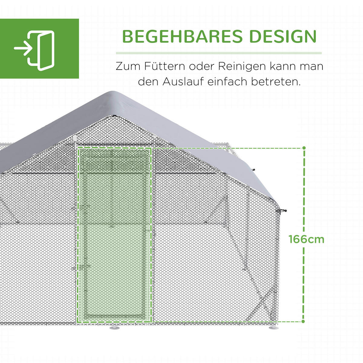 PawHut Stall silber Kunststoff B/H/L: ca. 300x400x195 cm Hühnerstall - silber (195,00/300,00/400,00cm) - PawHut