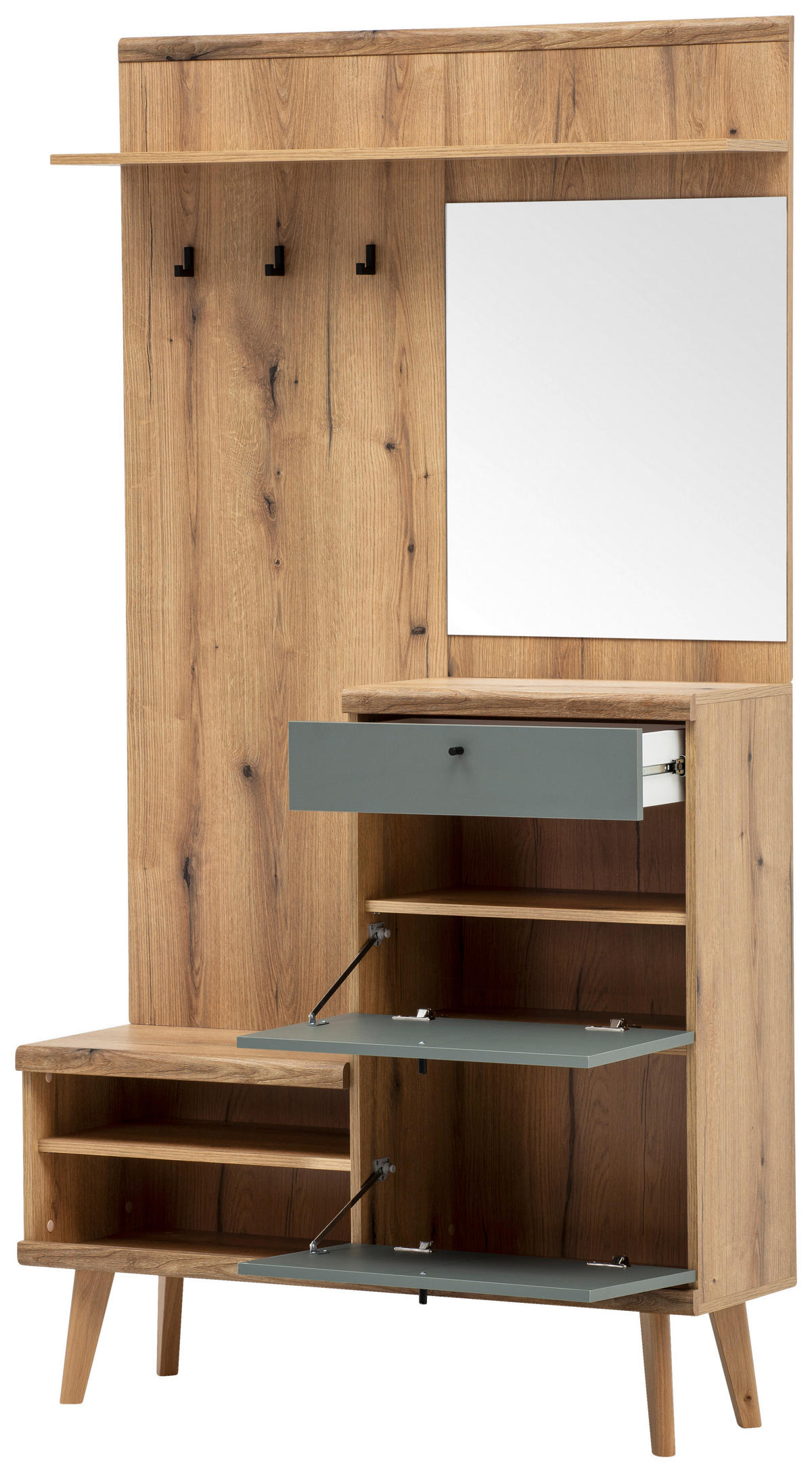 Kompaktgarderobe Alva Eiche Evoke Coast Nachbildung salbei B/H/T: ca. 110x200x34 cm Alva - Eiche/salbei (110,00/200,00/34,00cm)