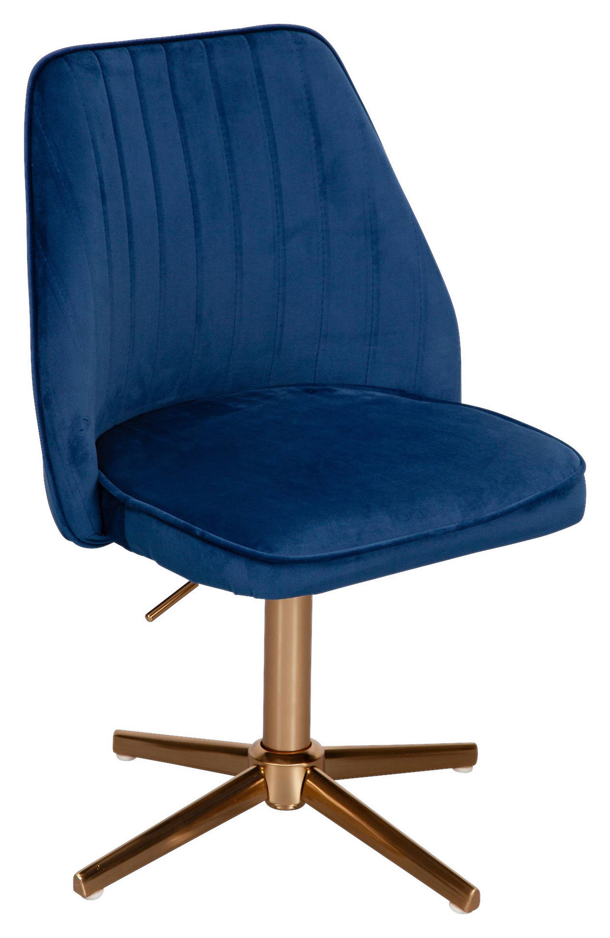 Drehstuhl blau Samt Eisen Drehstuhl - blau (47,00/100,00/46,00cm) - Wohnling