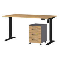 Büro-Sets 9749-582 Eiche Grand-Son Nachbildung Graphit schwarz B/H/T: ca. 197x119x80 cm 9749-582 - Eiche/Graphit (197,00/119,00/80,00cm) - Germania