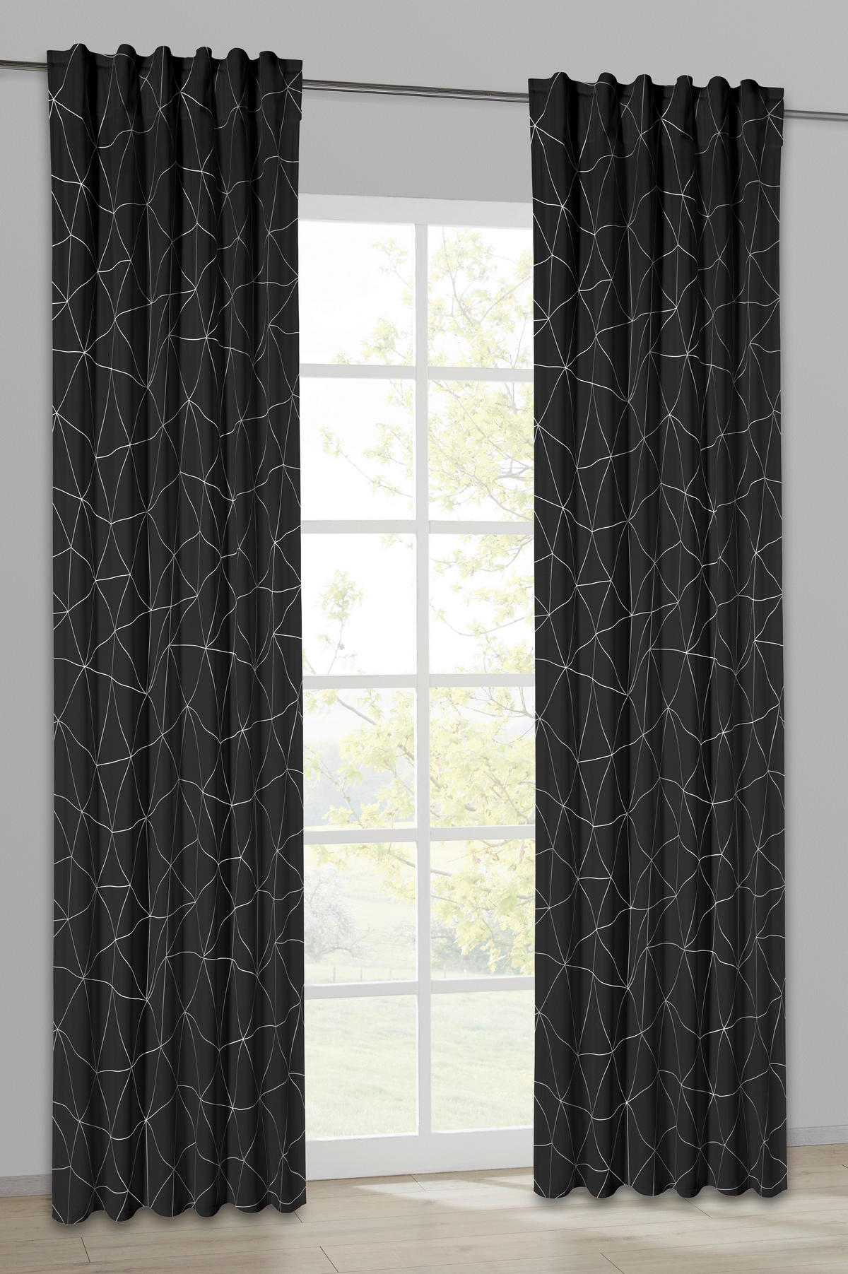 Verdunklungsvorhang Nizza schwarz B/L: ca. 135x235 cm Nizza - schwarz/silber (135,00/235,00cm)