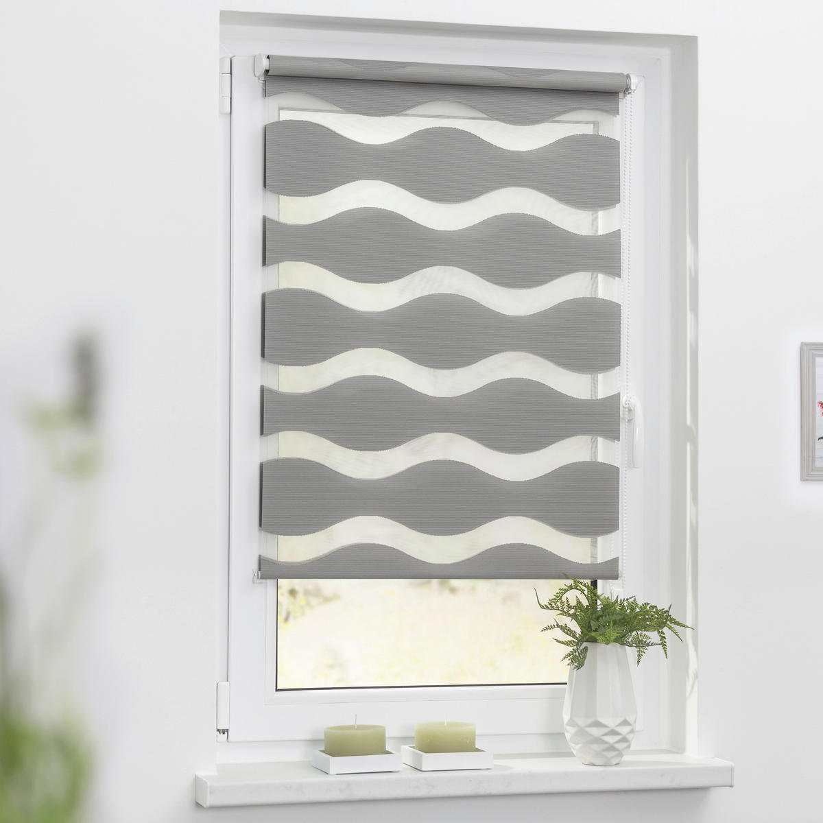 Doppelrollo Duo Welle grau B/L: ca. 110x150 cm Duo Welle - grau (110,00/150,00cm) - LICHTBLICK