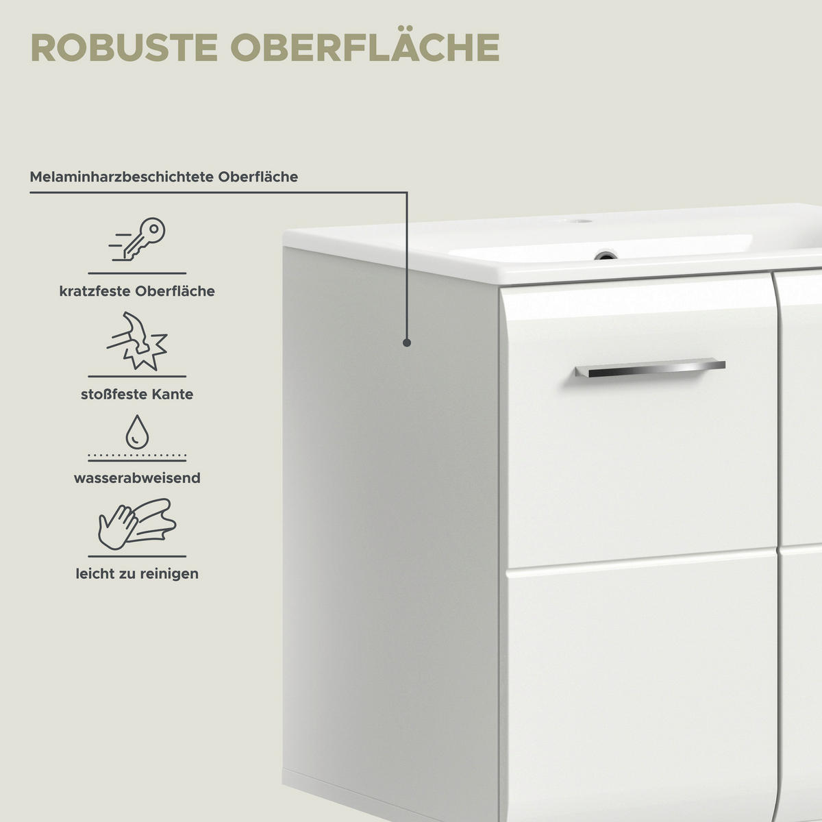 Waschplatz Ice weiß weiß Hochglanz B/H/T: ca. 60x55x46 cm Ice - weiß (60,00/55,00/46,00cm) - xonox.home
