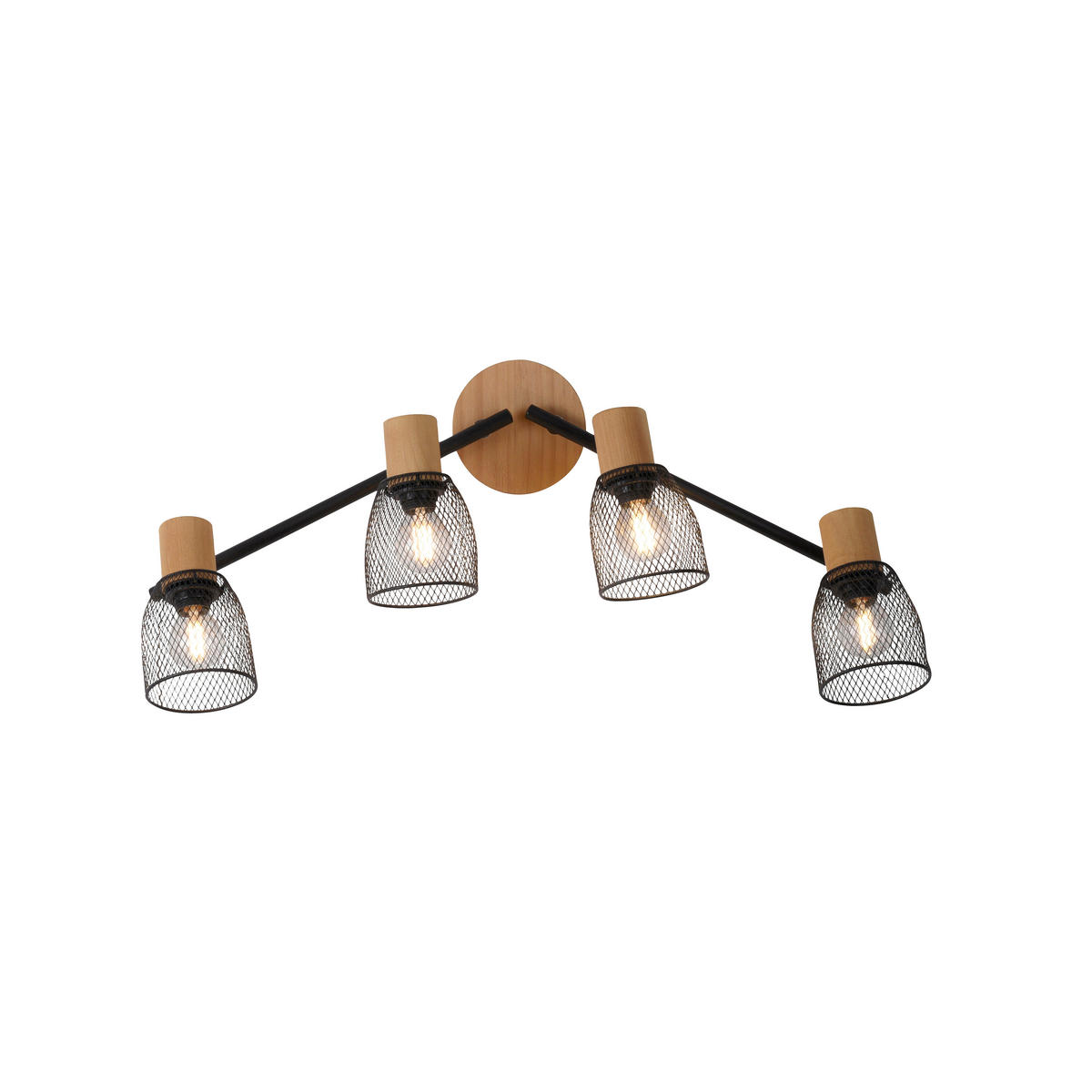 Just Light Spotbalken TAMIS 15194-79 natur schwarz Holz Metall B/H/T: ca. 83x22x24 cm E14 4 Brennstellen TAMIS - natur/schwarz (83,00/22,00/24,00cm) - Just Light