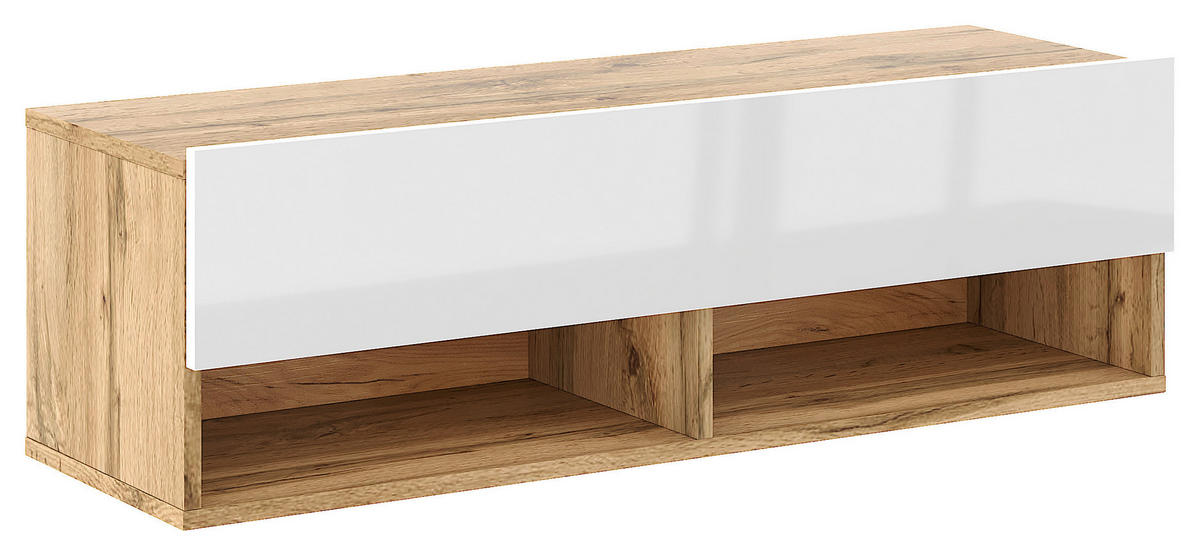 TV-Lowboard TV LOWBOARD DERBY 100 Eiche Wotan Nachbildung weiß glänzend B/H/T: ca. 100x32,5x31,5 cm TV LOWBOARD DERBY 100 - Eiche/weiß (100,00/32,50/31,50cm) - WIPMEB
