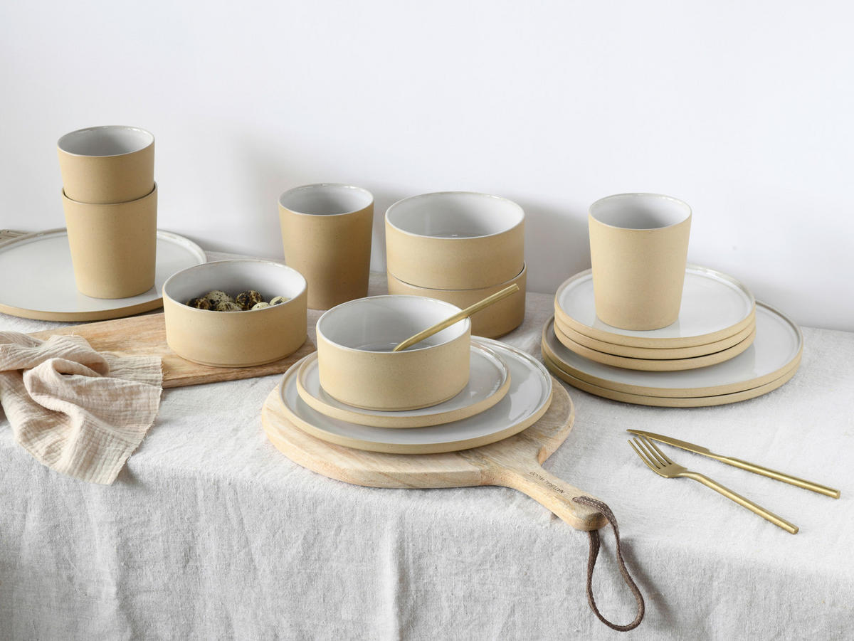 CreaTable Kombiservice Futuro weiß Steinzeug 16 tlg. Futuro - sand/weiß - CreaTable