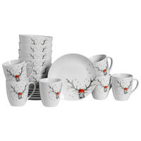 CreaTable Frühstückservice Hirsch weiß Porzellan 18 tlg. Hirsch - weiß - CreaTable