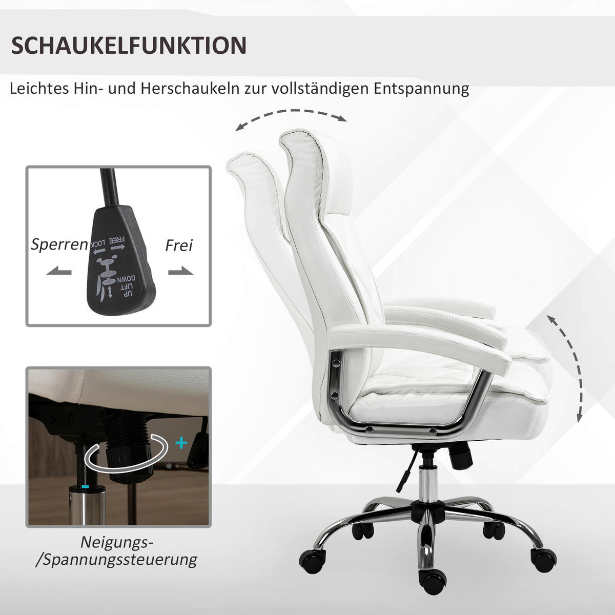 Drehstuhl 921-473WT weiß 921-473WT - weiß (66,00/121,00/69,00cm) - Vinsetto