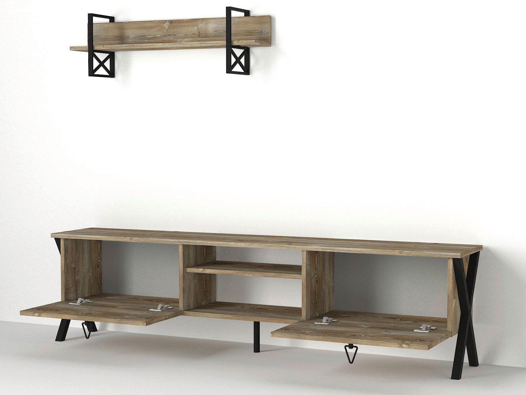 Wohnwand Zeth Eiche Nachbildung B/H/T: ca. 180x46,8x31,5 cm Zeth - Eiche (180,00/46,80/31,50cm) - moebel17