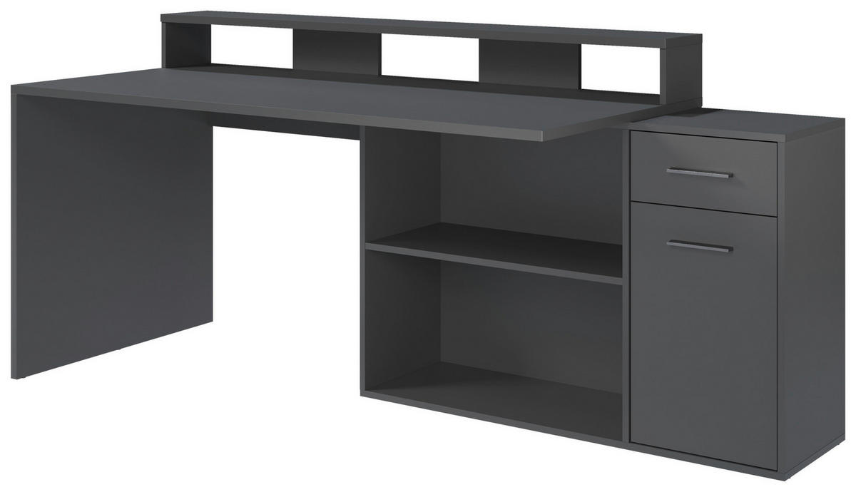Schreibtisch Gamer anthrazit matt B/H/T: ca. 160x92x115 cm Gamer - schwarz/anthrazit (160,00/92,00/115,00cm)