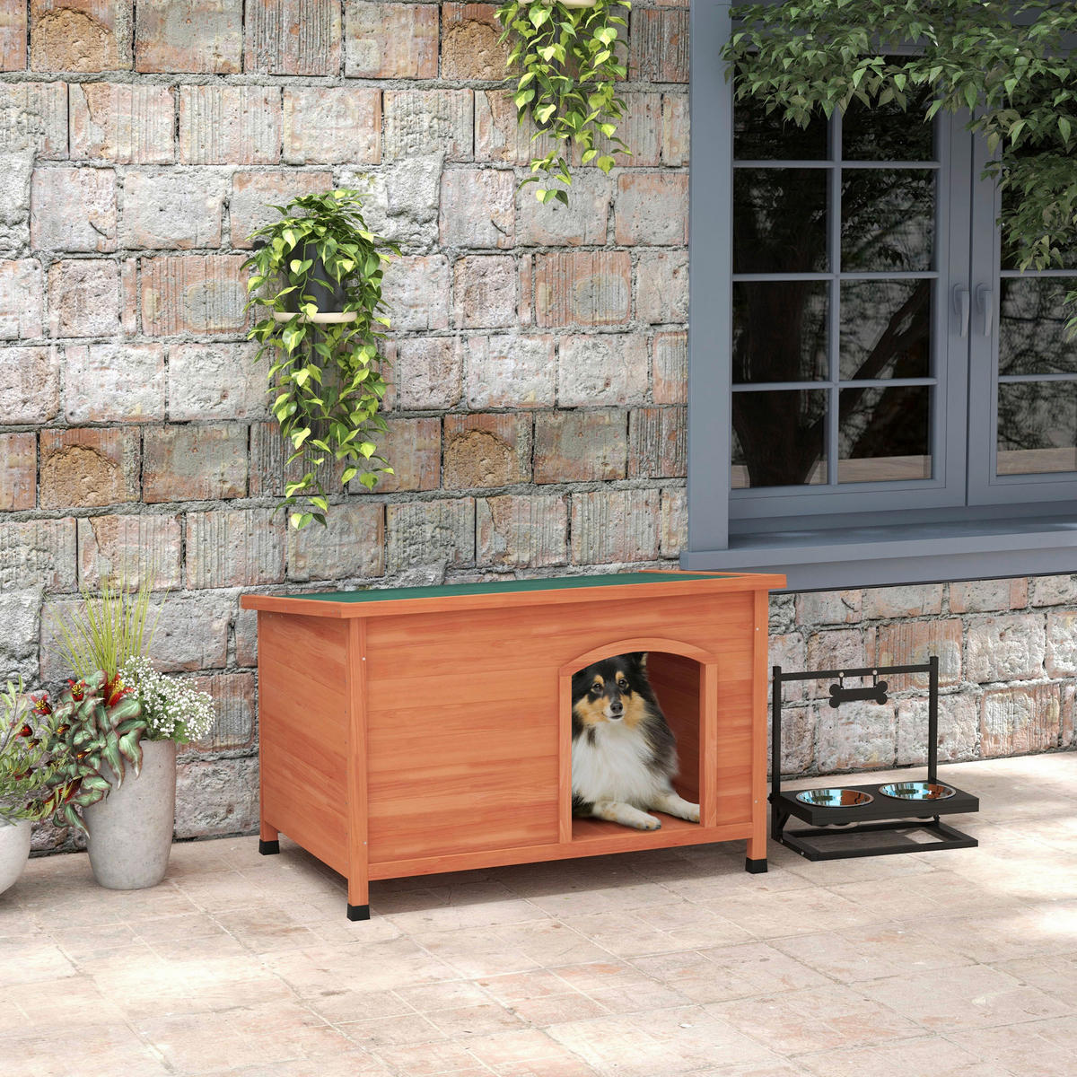 PawHut Hundehütte orange Holz B/H/L: ca. 65,5x68x100 cm Hundehütte - orange (100,00/65,50/68,00cm) - PawHut