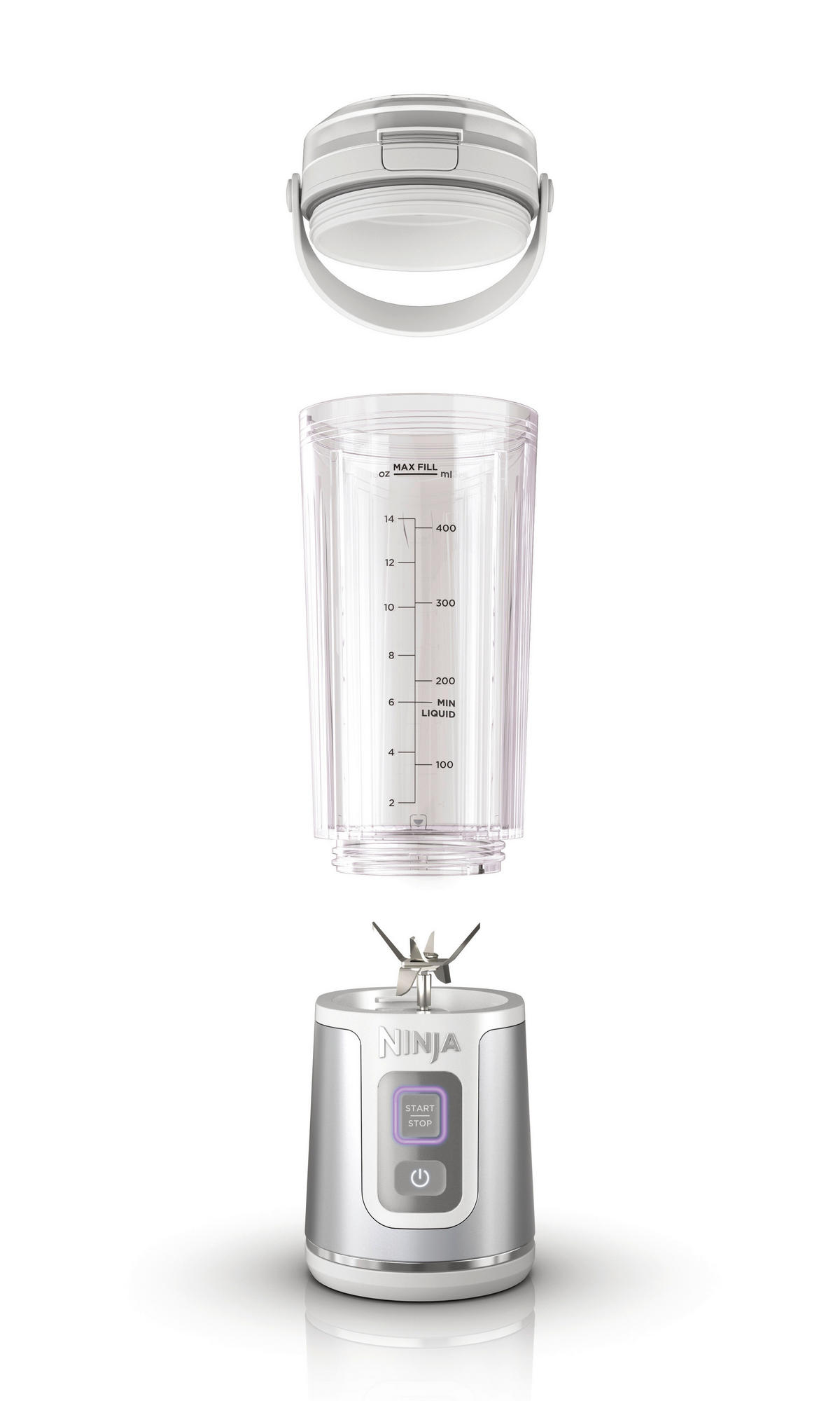 Ninja Standmixer weiß Kunststoff Edelstahl B/H/L: ca. 9x27x8,5 cm Blast BC151EUWH - weiß (8,50/9,00/27,00cm) - Ninja