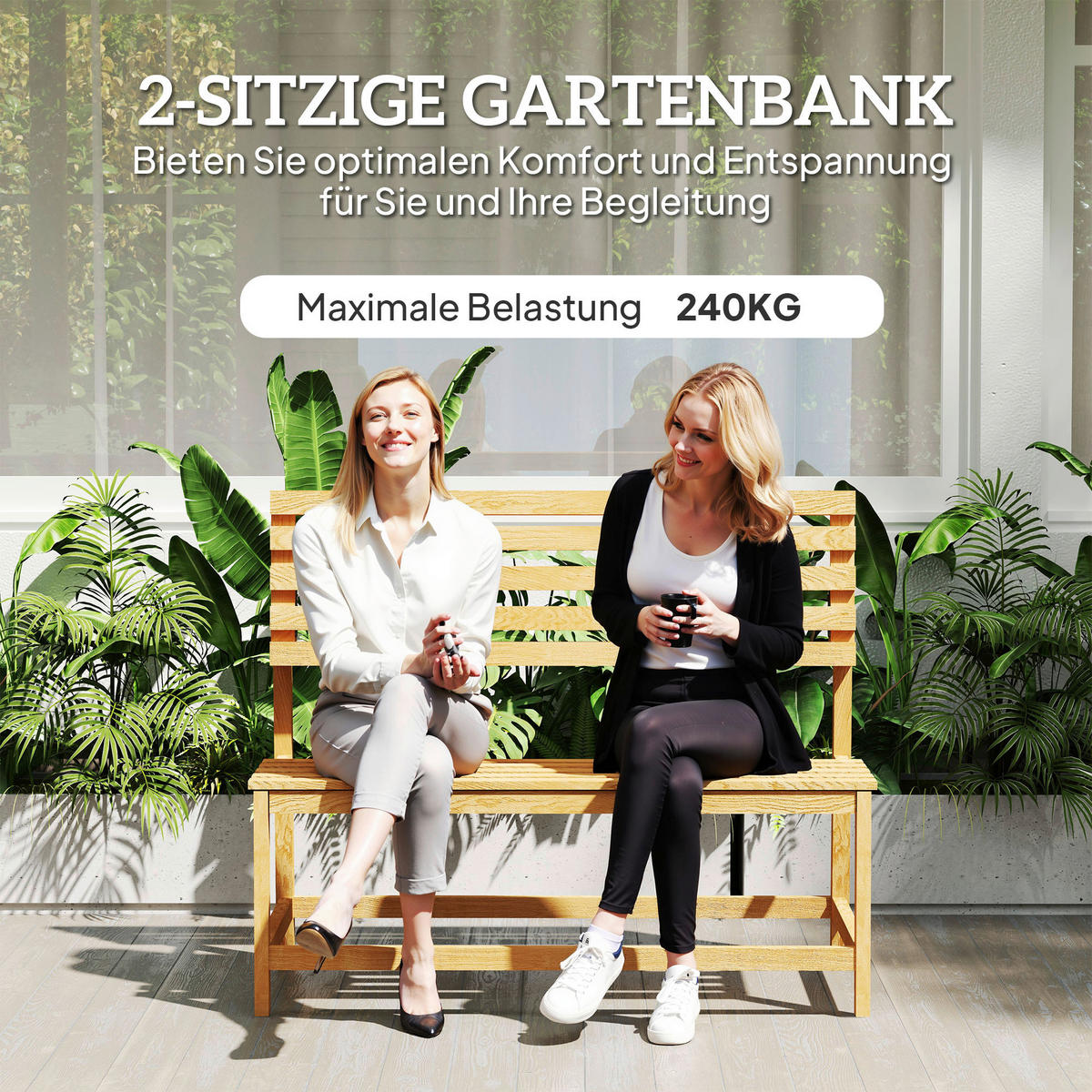 Outsunny Gartenbank teak Holz B/H/L: ca. 61x89x110 cm Gartenbank - teak (110,00/61,00/89,00cm) - Outsunny