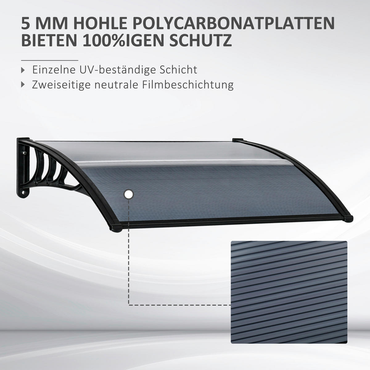 Outsunny Vordach für Haustür schwarz B/H/L: ca. 75x23x100 cm Vordach für Haustür - schwarz (100,00/75,00/23,00cm) - Outsunny