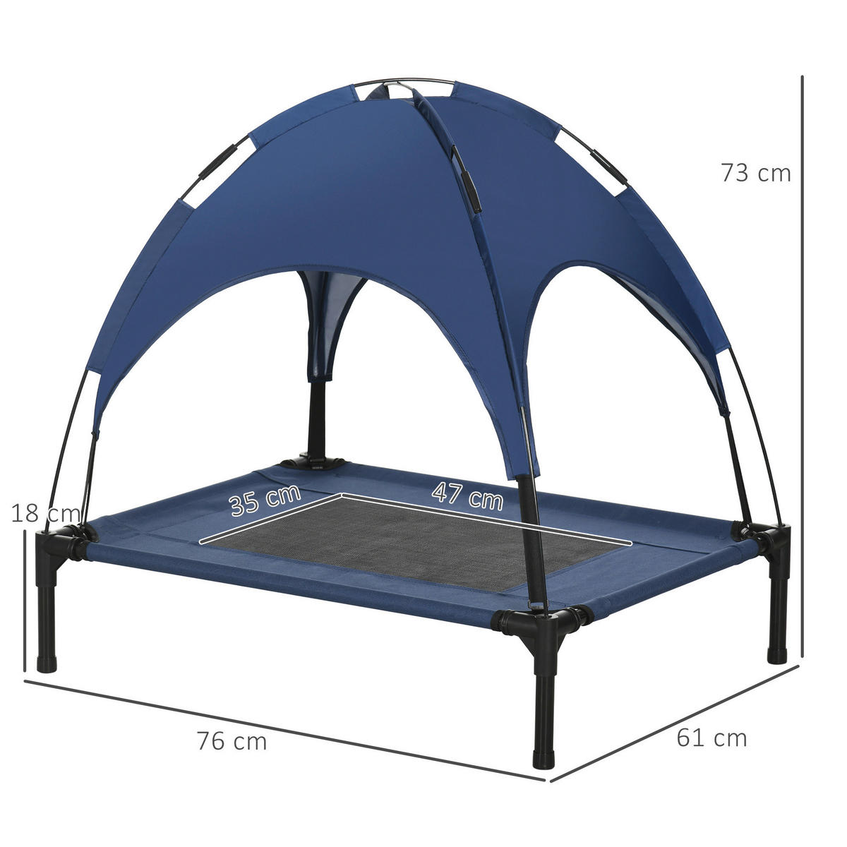 PawHut Hunde-Zubehör dunkelblau Edelstahl B/H/L: ca. 61x76x73 cm Hundebett - schwarz/dunkelblau (73,00/61,00/76,00cm) - PawHut