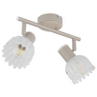 GLOBO Strahler sand Metall Glas B/H/L: ca. 10,5x26x13 cm E14 2 Brennstellen Strahler-Planta - sand (13,00/10,50/26,00cm) - GLOBO