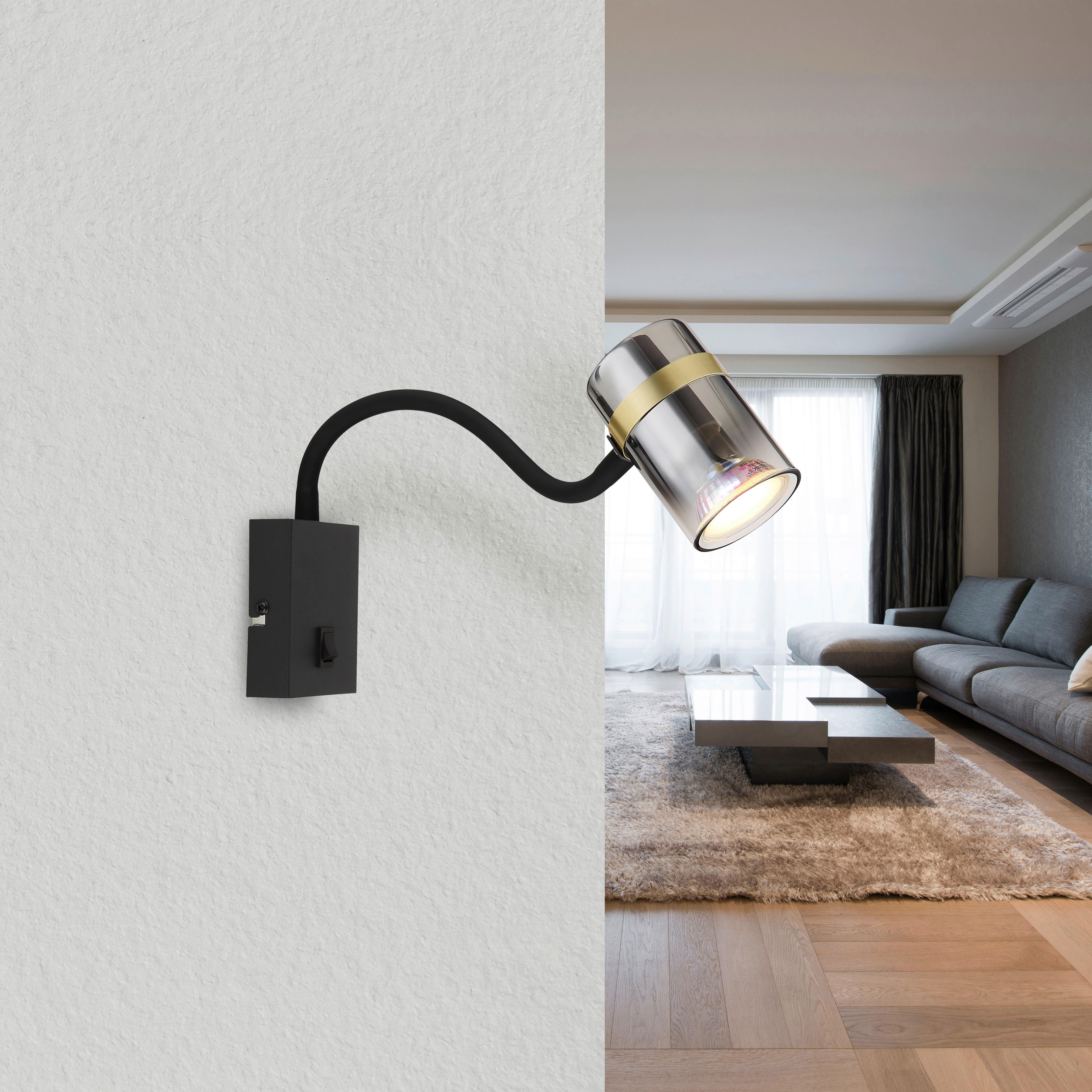 GLOBO Wandleuchte klar schwarz Metall B/H: ca. 7x40,5 cm GU10 1 Brennstellen TRABBY - klar/schwarz (7,00/40,50cm) - GLOBO