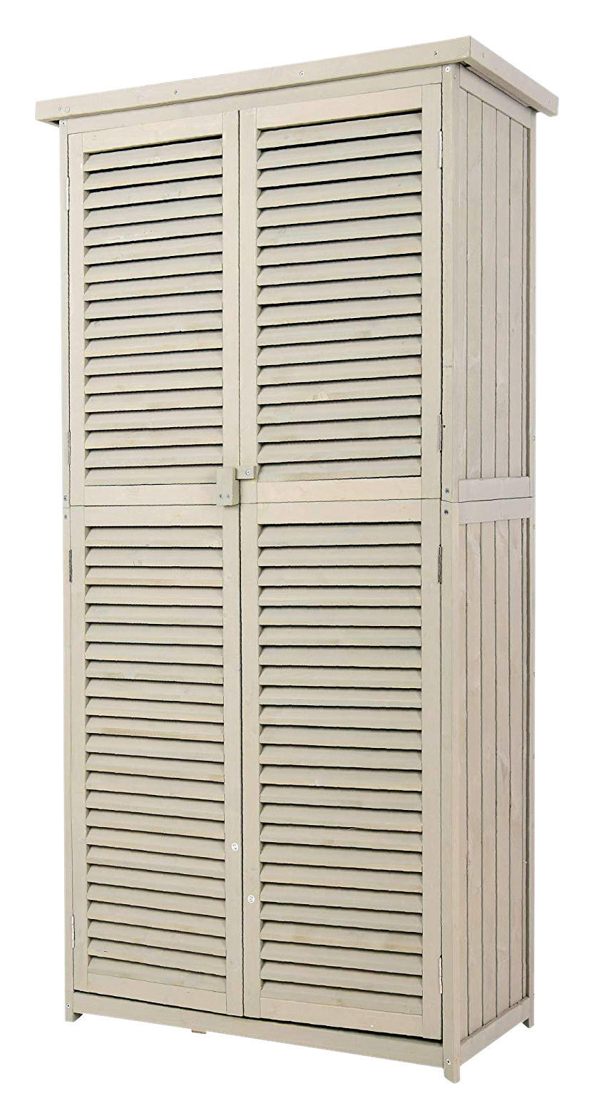 Outsunny Gartenschrank grau Kiefer B/H/L: ca. 46,5x160x87 cm Gartenschrank_mit_4_Fächer - grau (87,00/46,50/160,00cm) - Outsunny