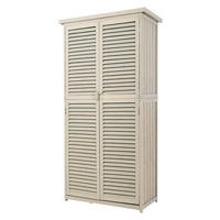 Outsunny Gartenschrank grau Kiefer B/H/L: ca. 46,5x160x87 cm Gartenschrank_mit_4_Fächer - grau (87,00/46,50/160,00cm) - Outsunny