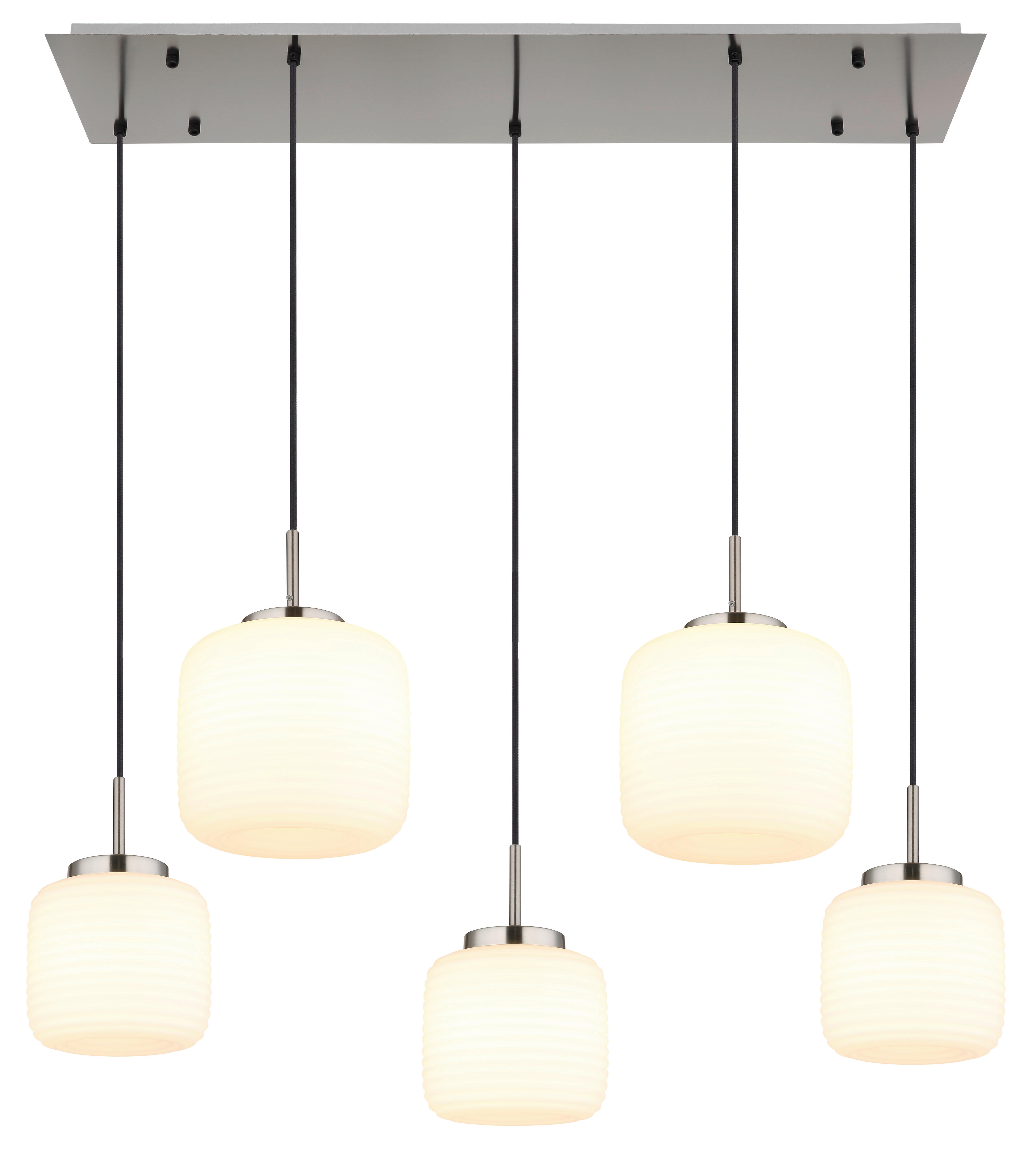 GLOBO Pendelleuchte schwarz nickel matt Opal Glas Metall B/H: ca. 106x130 cm 5.0 Brennstellen Kaldora - nickel matt/schwarz (106,00/130,00cm) - GLOBO