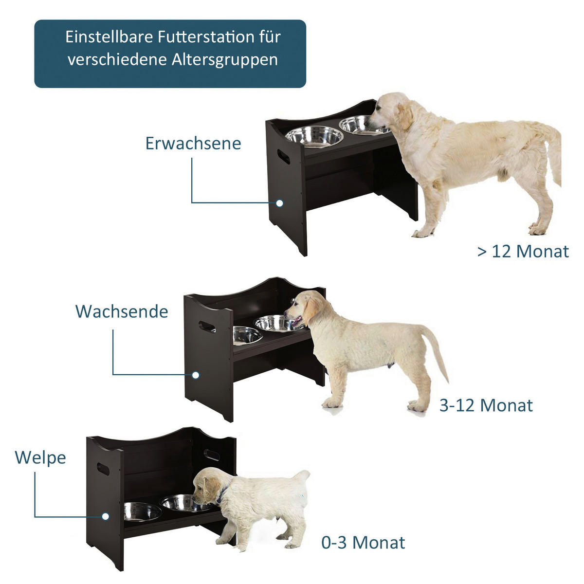 PawHut Futterstation dunkelbraun MDF B/H/T: ca. 54x47x32 cm Futterstation - dunkelbraun (54,00/47,00/32,00cm) - PawHut