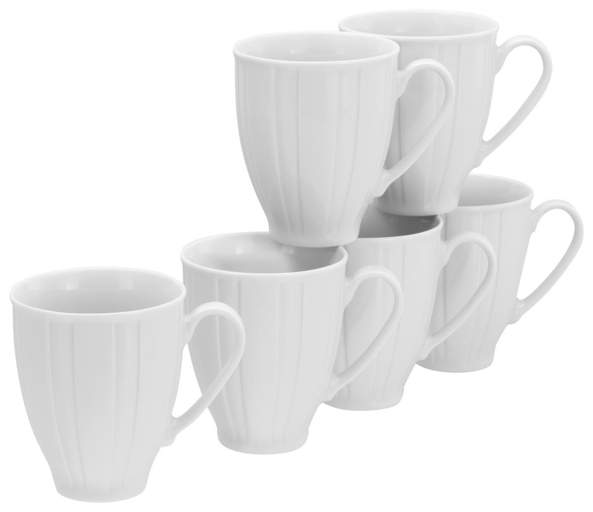 CreaTable Kaffeebecherset Barcelona weiß Porzellan 6 tlg. Barcelona - weiß - CreaTable