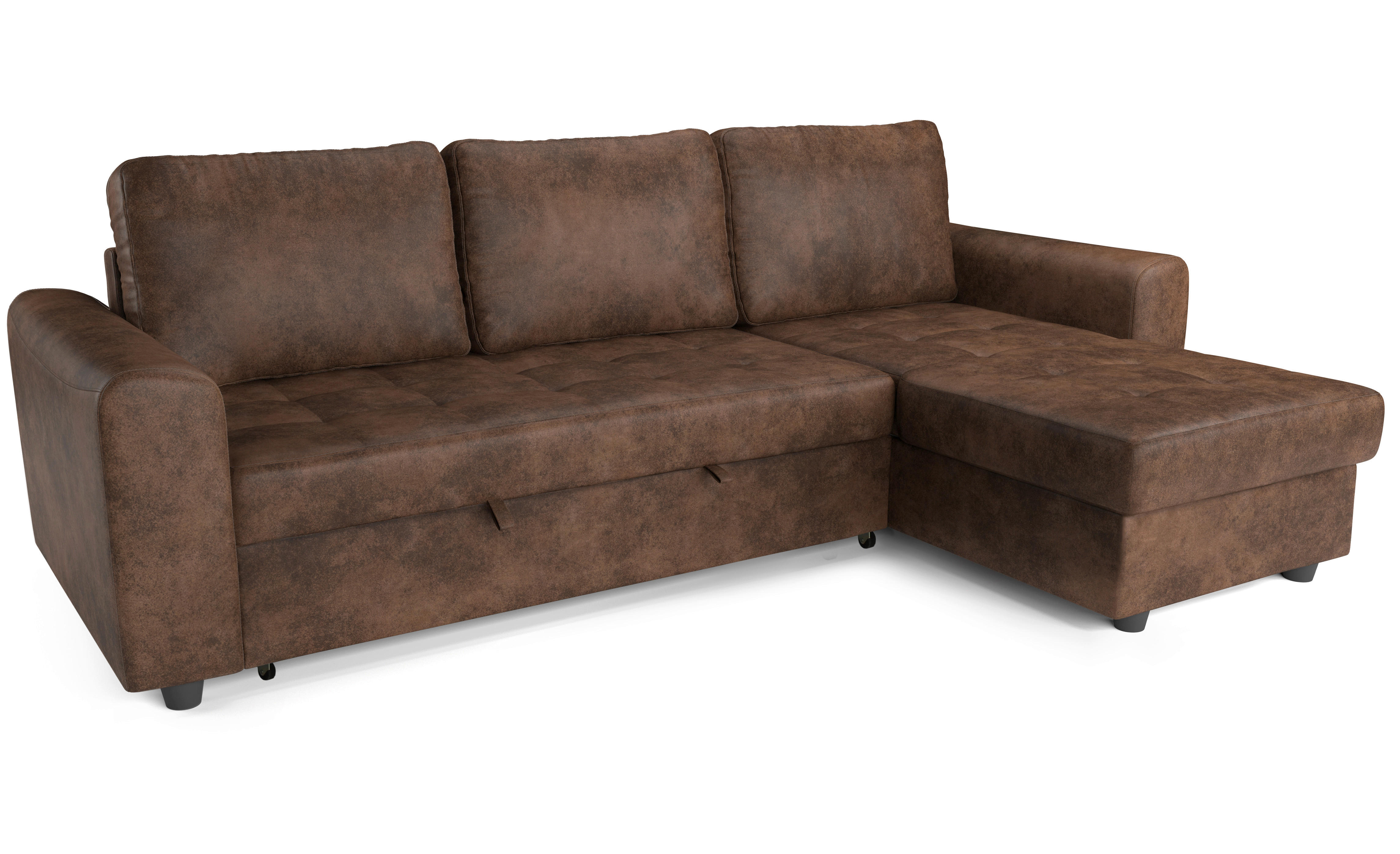 Thumbnail - Ecksofa mit Bettfunktion und Bettkasten hellbraun Microfaser B/T: ca. 245x155 cm