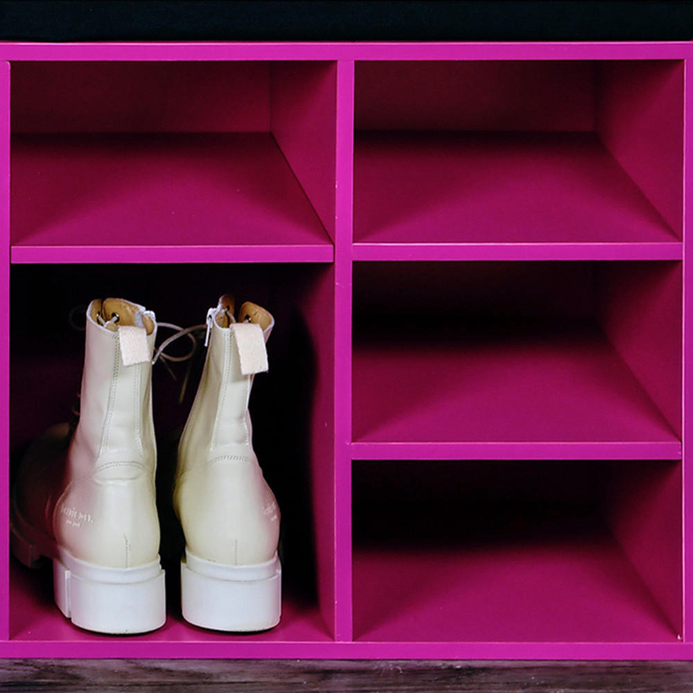 Kesper Schuhregal pink Spanplatte B/H/T: ca. 51,5x48x29,5 cm Schuhregal_mit_Sitzkissen - pink (51,50/48,00/29,50cm) - Kesper