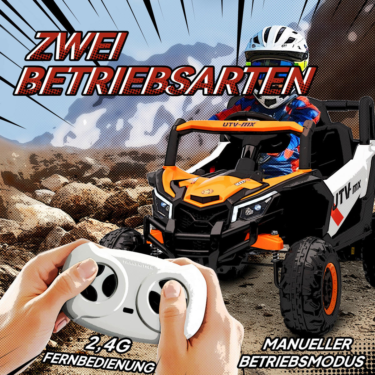 AIYAPLAY Kinder Elektroauto orange B/H/L: ca. 61x56x96 cm Kinder_Elektroauto - orange (96,00/61,00/56,00cm) - AIYAPLAY