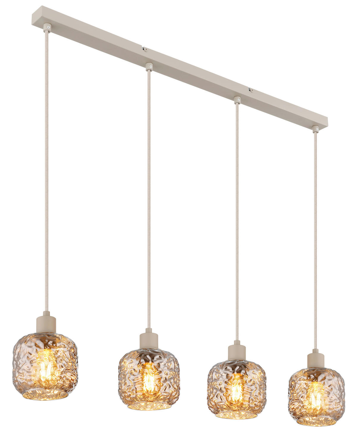 GLOBO Hängeleuchte Rauch beige Glas Metall B/H/L: ca. 17,5x24x82,5 cm E27 4 Brennstellen Hängeleuchte-Antonio - beige/Rauch (82,50/17,50/24,00cm) - GLOBO