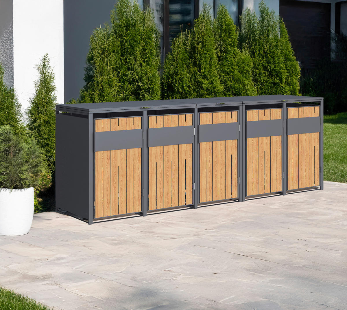 Westmann Mülltonnenbox Varius Holzoptik B/H/L: ca. 330x116x80 cm Varius - Holzoptik (80,00/330,00/116,00cm) - Westmann