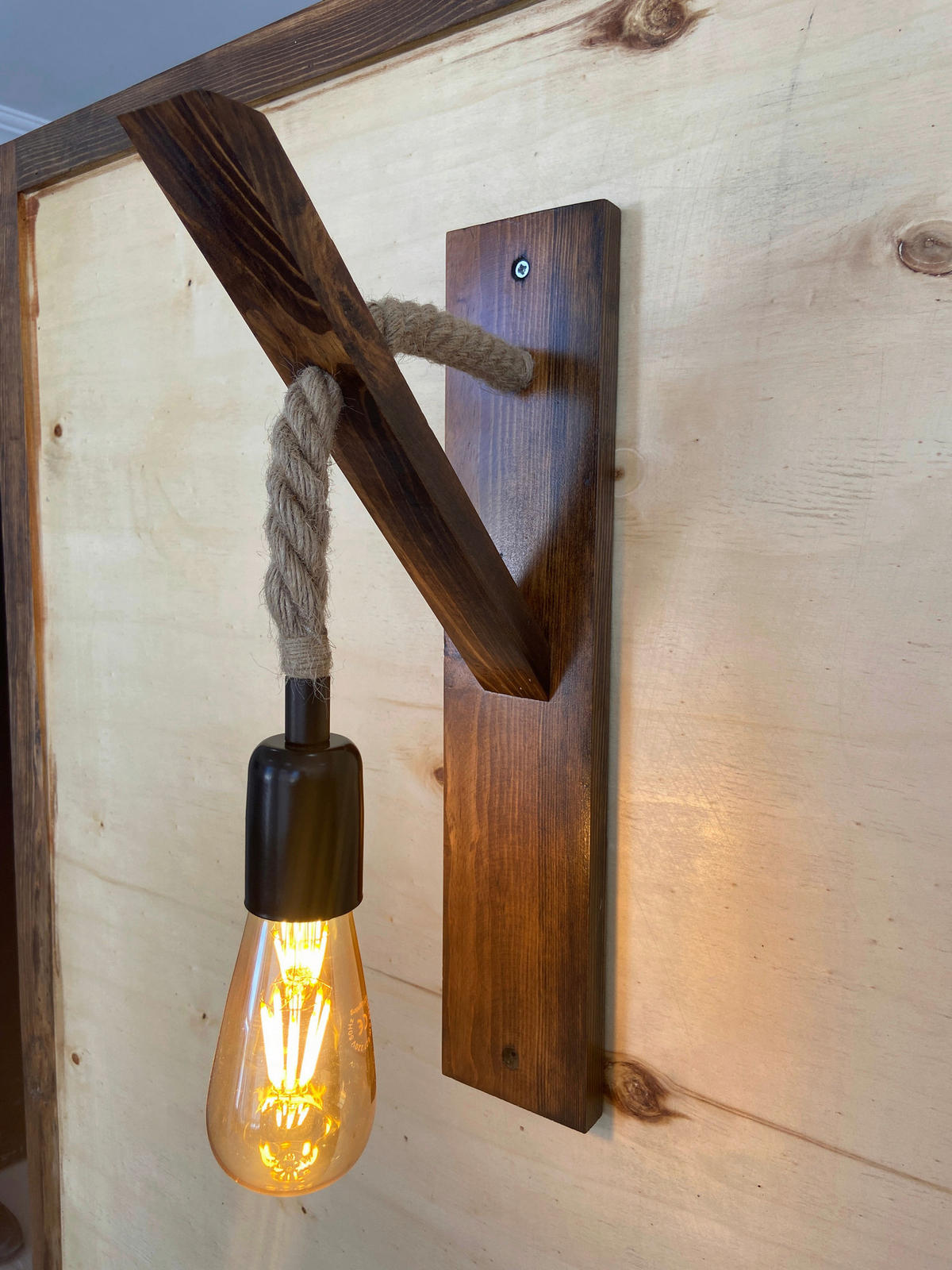 Opviq Wandleuchte nussbaum Kiefer B/H/L: ca. 9x45x23 cm E27 1 Brennstellen Ahsap Aplik 18 - nussbaum (23,00/9,00/45,00cm) - Opviq