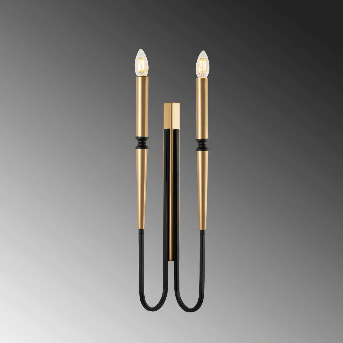 Opviq Wandleuchte schwarz Metall B/H/L: ca. 58x12x18 cm E14 1 Brennstellen Lum - schwarz (18,00/58,00/12,00cm) - Opviq