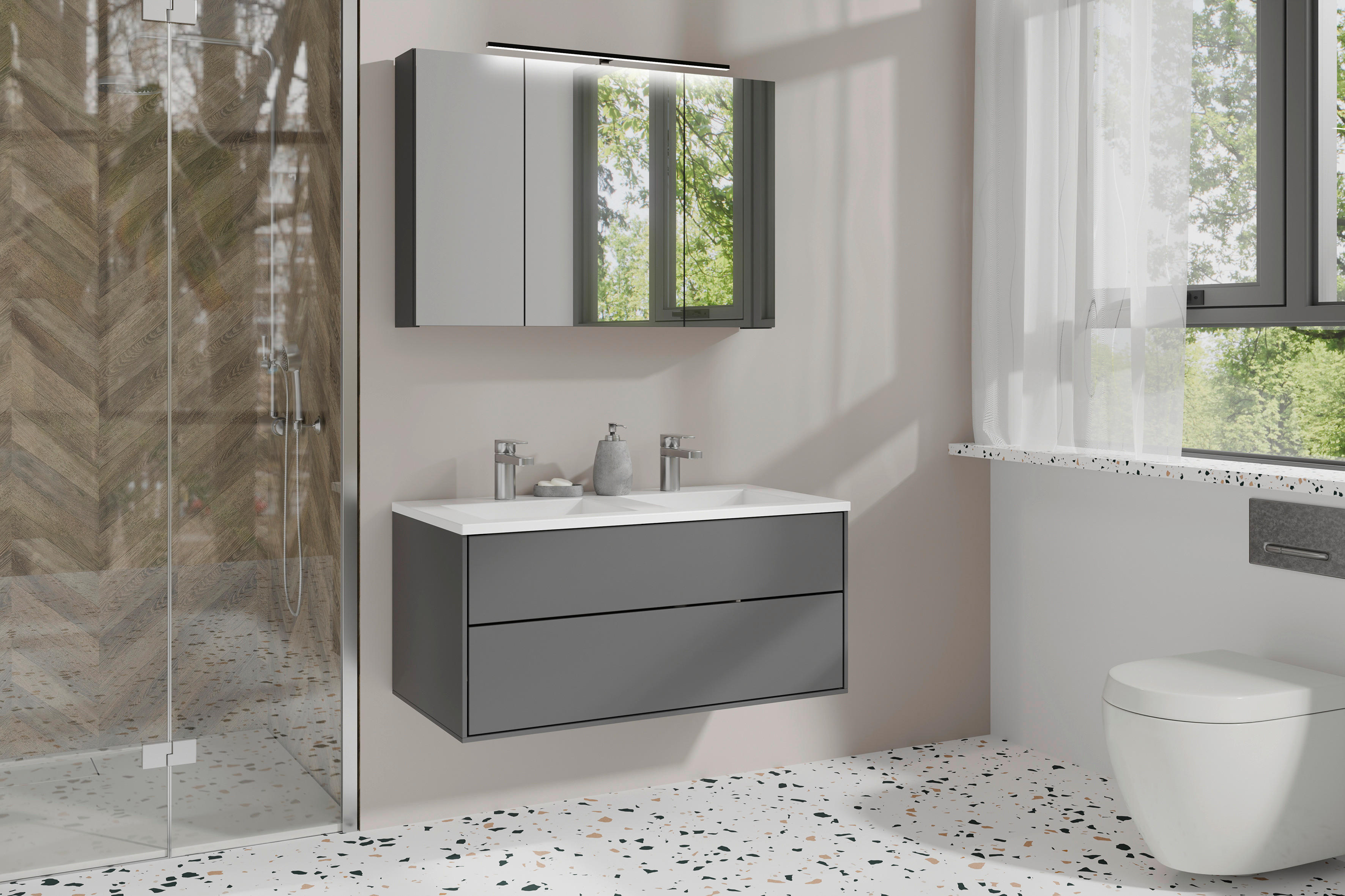 Spiegelschrank SPREE anthrazit B/H/T: ca. 90x60x20 cm SPREE - anthrazit (90,00/60,00/20,00cm) - byLIVING