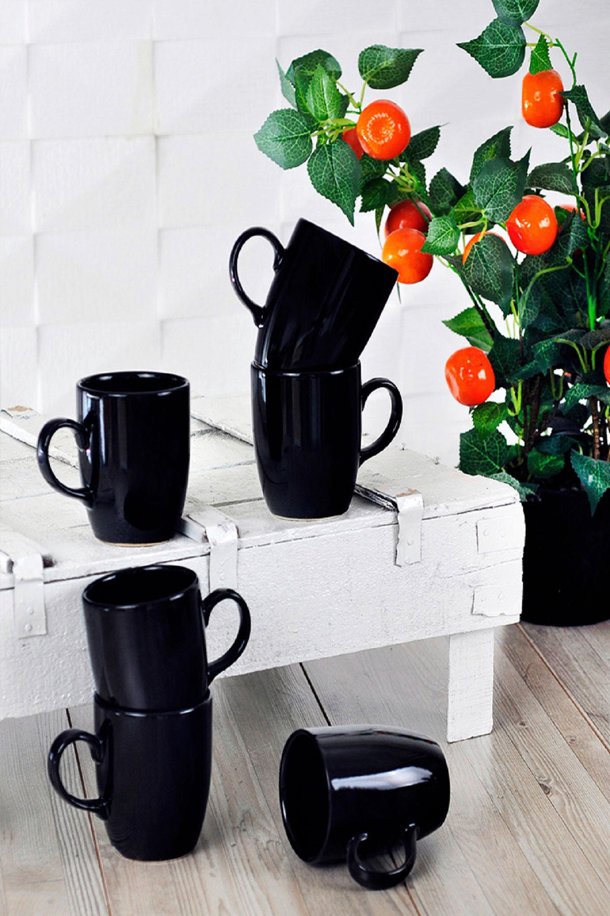 HermiaConcept Kaffeebecher 6-tlg. schwarz Keramik 6 tlg. 6-tlg. - schwarz (7,90/7,90/9,50cm) - HermiaConcept