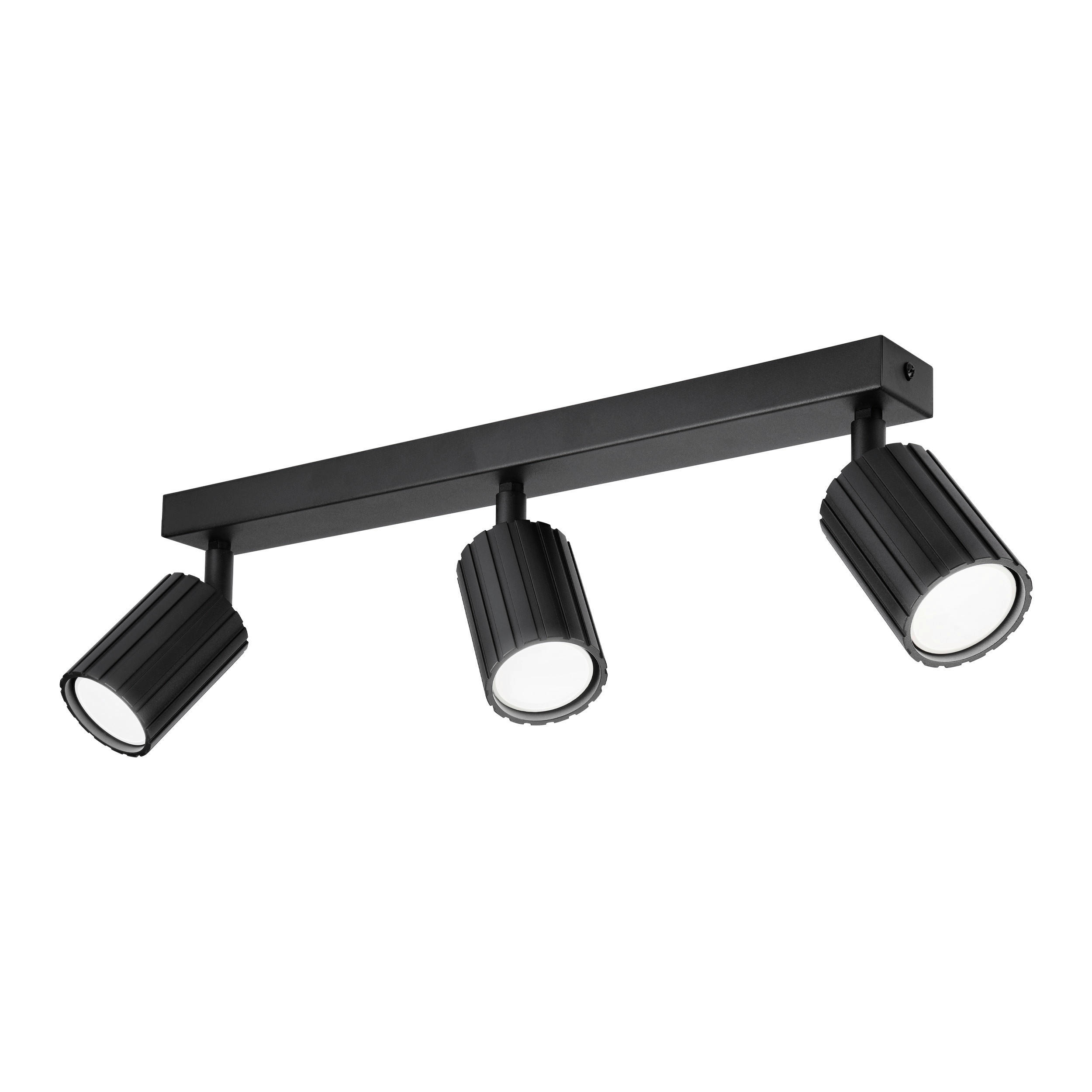 Lamkur Strahler schwarz Stahl B/H/L: ca. 6,5x16,5x45 cm 3 Brennstellen Prisma - schwarz (45,00/6,50/16,50cm) - Lamkur