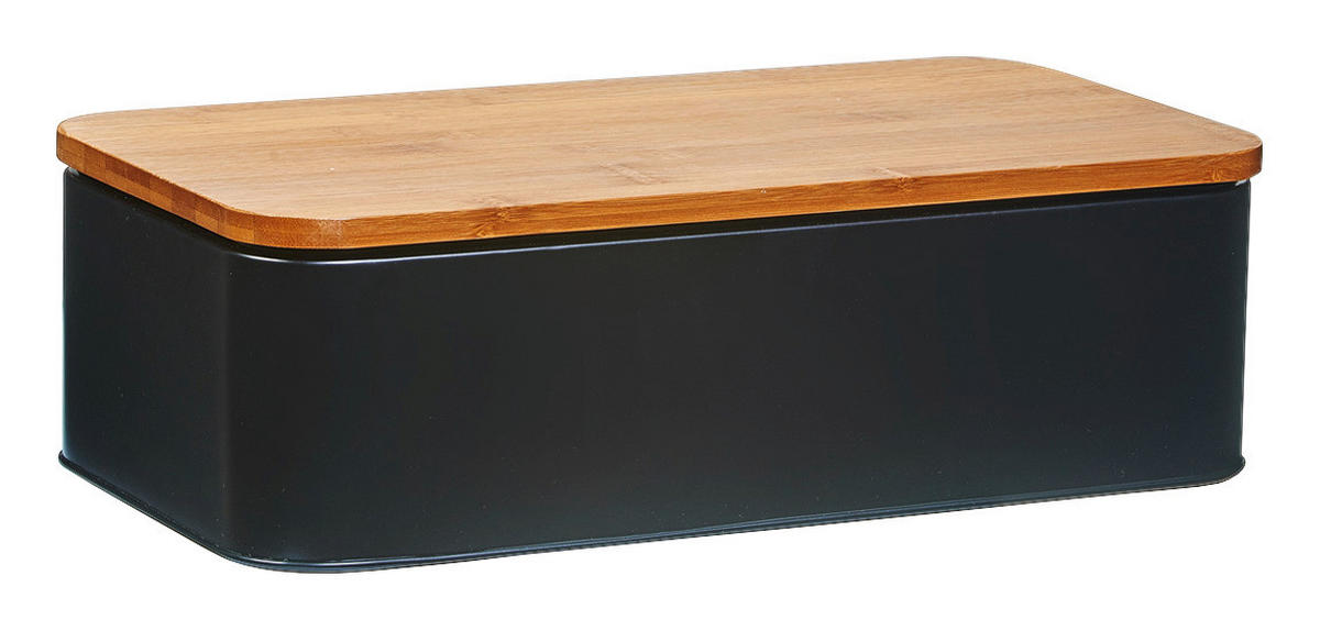 Zeller Brotkasten schwarz Metall B/H/L: ca. 23x13x42,5 cm Brotkasten - natur/schwarz (42,50/23,00/13,00cm) - Zeller
