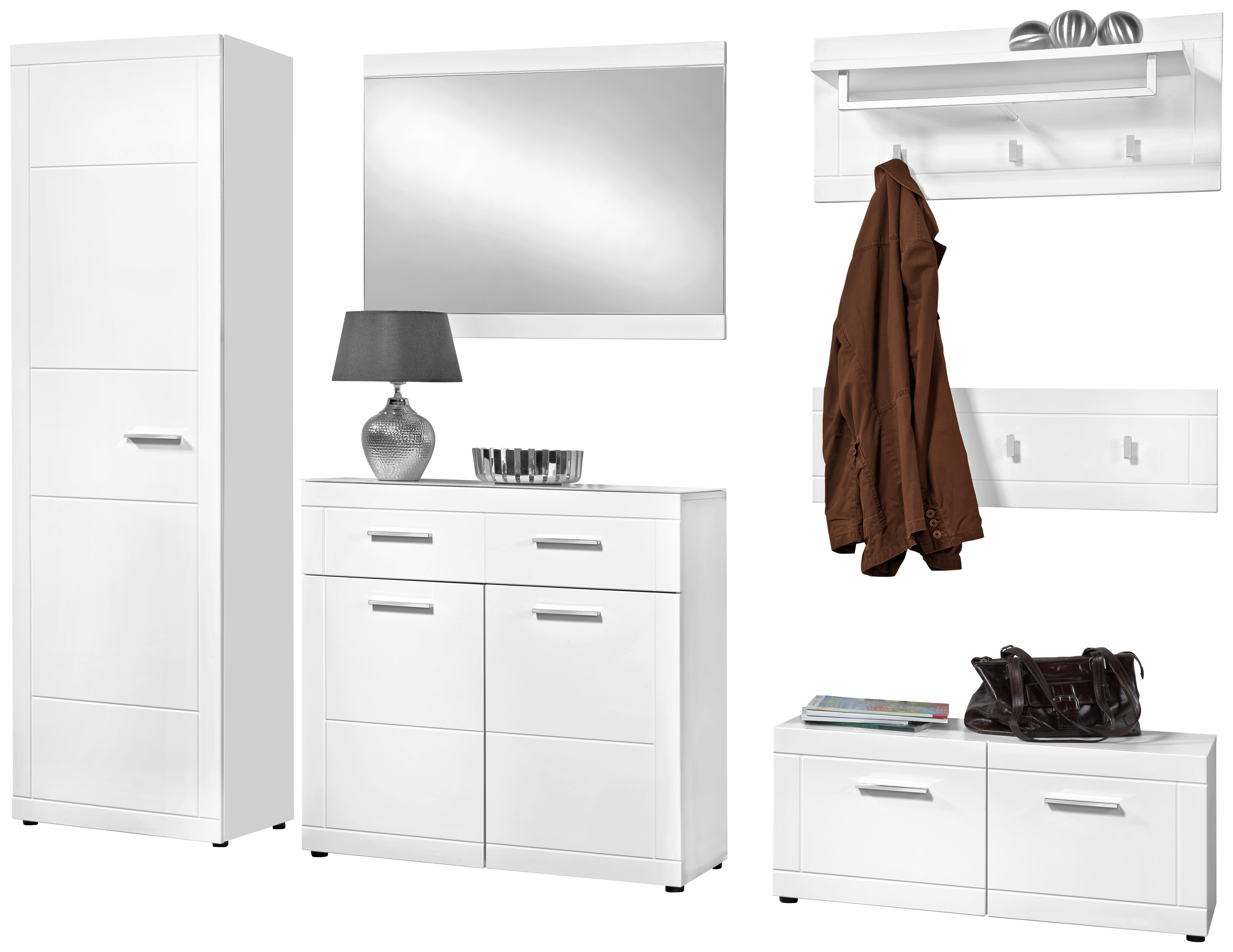 Garderobenschrank Atlanta weiß weiß Hochglanz B/H/T: ca. 60x202x35 cm Atlanta - weiß (60,00/202,00/35,00cm)