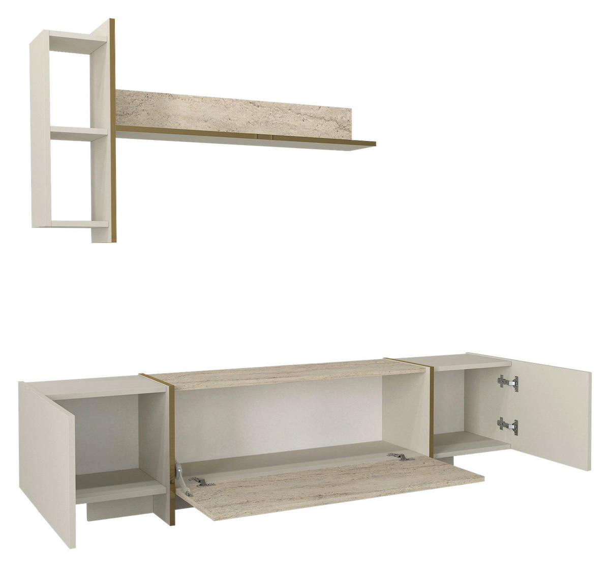 Wohnwand Veyron beige B/H/T: ca. 180x45x32 cm Veyron - beige (180,00/45,00/32,00cm) - moebel17